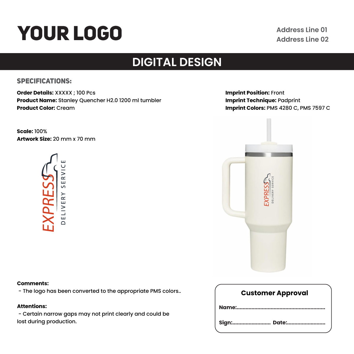Print proposal artwork sheet